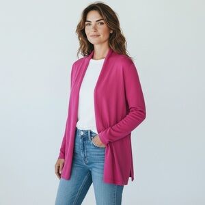 J.McLaughlin Women's Pink Open Front Cardigan Sweater Size S Modal Cotton Cozy